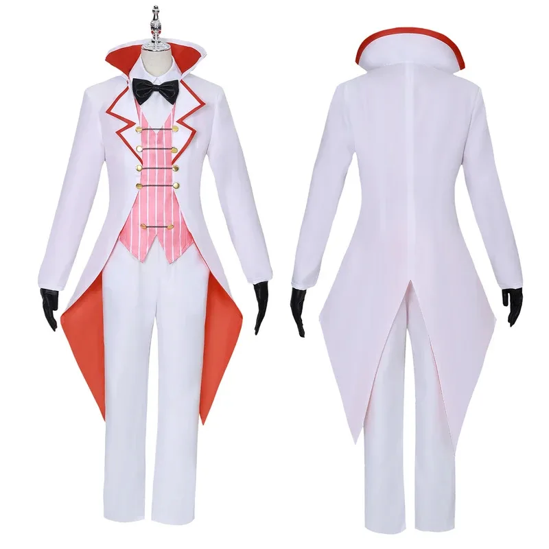Hazbin Lucifer Anime Hotel Morningstar Cosplay peluca papá traje blanco diablo infierno fiesta de Halloween hombres adultos disfraz om [8