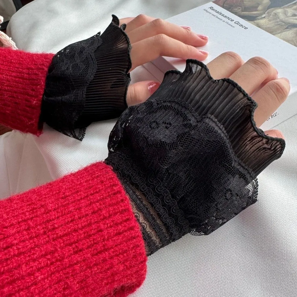 

Детали с вышивкой, имитация манжет на запястьях, сетчатые двухслойные съемные рукава, однотонные, с рюшами и кружевом, фальшивые манжеты для свадебных платьев