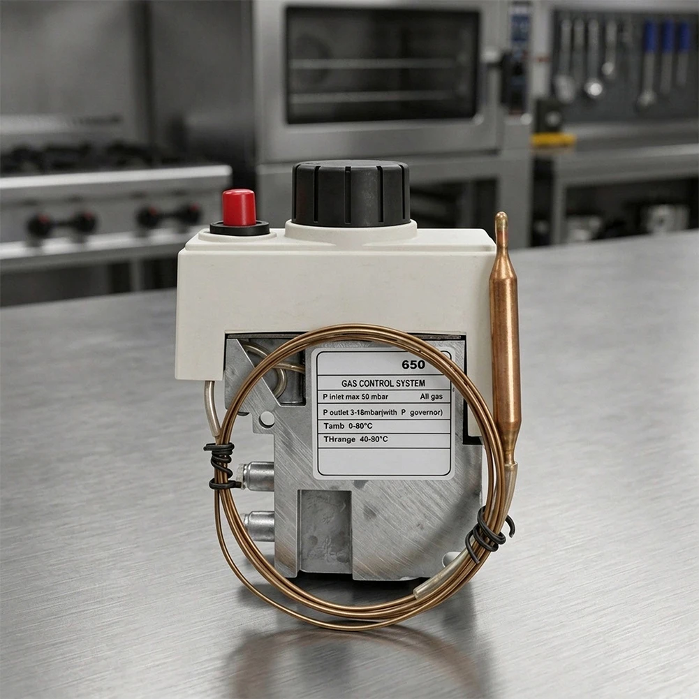 Gas Valve for Baking Oven 40-90C Thermostatic Control with Piezo Ignition and 3-18 mbar Pressure Adjustment Capability