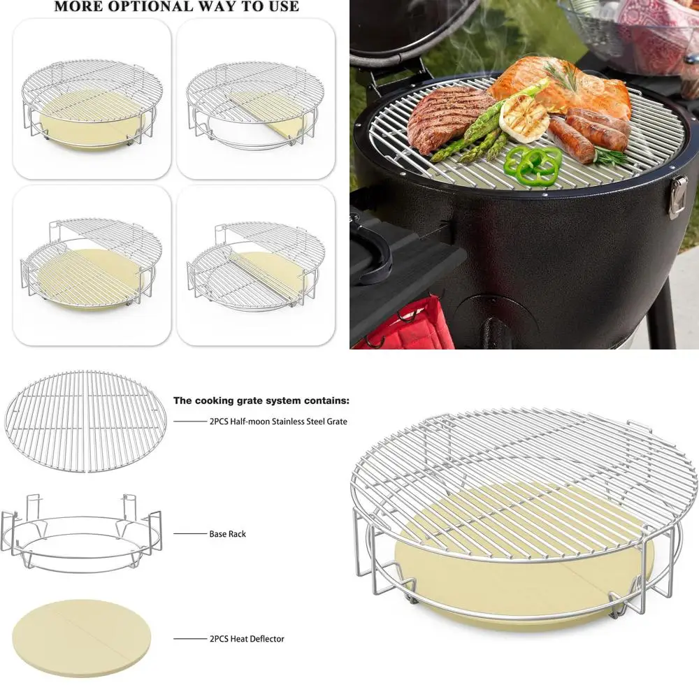 

Flexible Grilling Rack with Heat Deflector for BBQ Cooking System - Charcoal Grill and Smoker