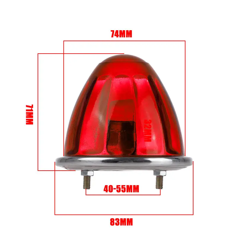 1156 Cab Roof Brake Light Oval Red Yellow Warning Lamp for Volvo Suzuki JMC Jiangling Cargo Truck Non-LED Stop Indicator 12V 24V