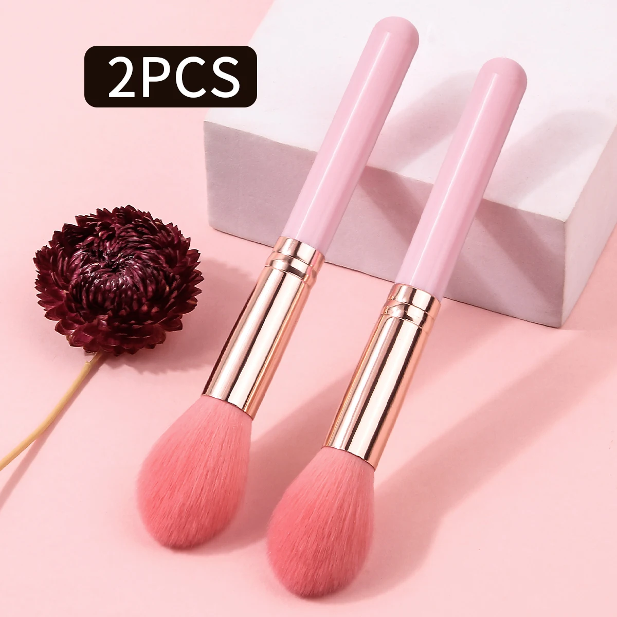 2-delige roze make-upborstel losse borstelborstel make-upborstel blushborstel multifunctionele borstel make-up artist's beauty tool