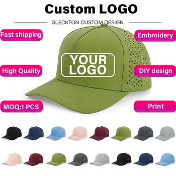 SLECKTON Gorra de béisbol con estampado bordado y logotipo personalizado para hombres y mujeres, sombrero de camión personalizado, diseño de marca, sombrero de nailon DIY, venta al por mayor