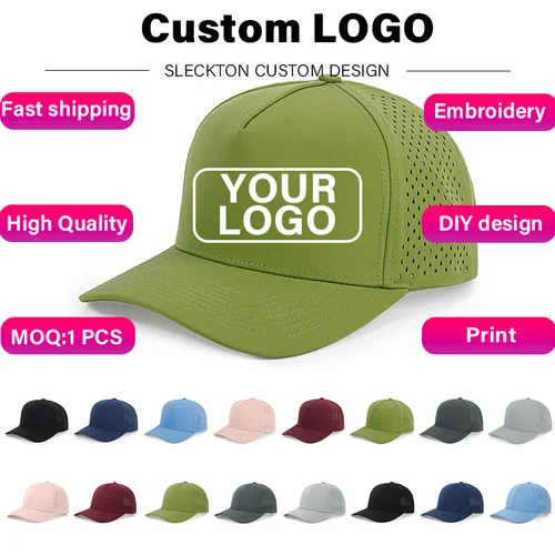 SLECKTON Gorra de béisbol con estampado bordado y logotipo personalizado para hombres y mujeres, sombrero de camión personalizado, diseño de marca, sombrero de nailon DIY, venta al por mayor