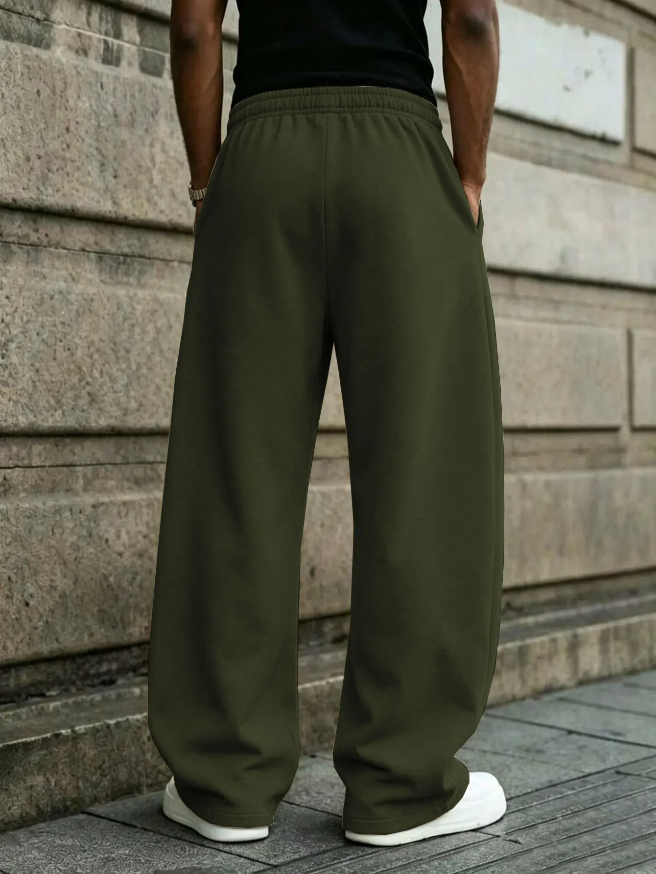 Herren-Jogginghose mit lockerem Schnitt, elastischem Bund, Kordelzug, lässigem Stil, Streetwear-Design, mit Taschen, bequeme Hose. – Detail 7