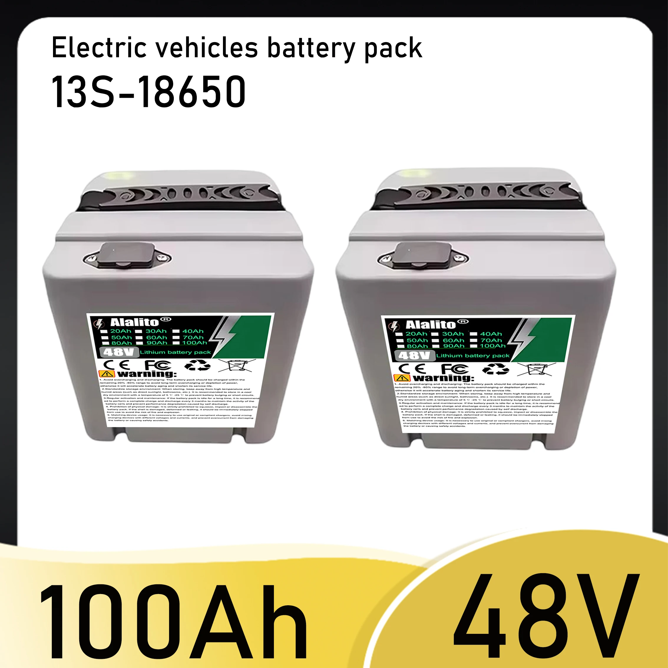 

Full capacity, 18650 lithium battery, 48V 20Ah-100Ah battery pack, suitable for 250-2000W motors, air freight