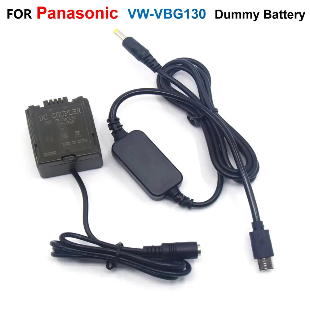 USB C Power Adapter PD Cable+VW-VBG130 VBG6 Dummy Battery For Panasonic HS250 SD700 TM200 SDR-H20 HDC-DX1 PV-GS80 VDR-D50 HS600