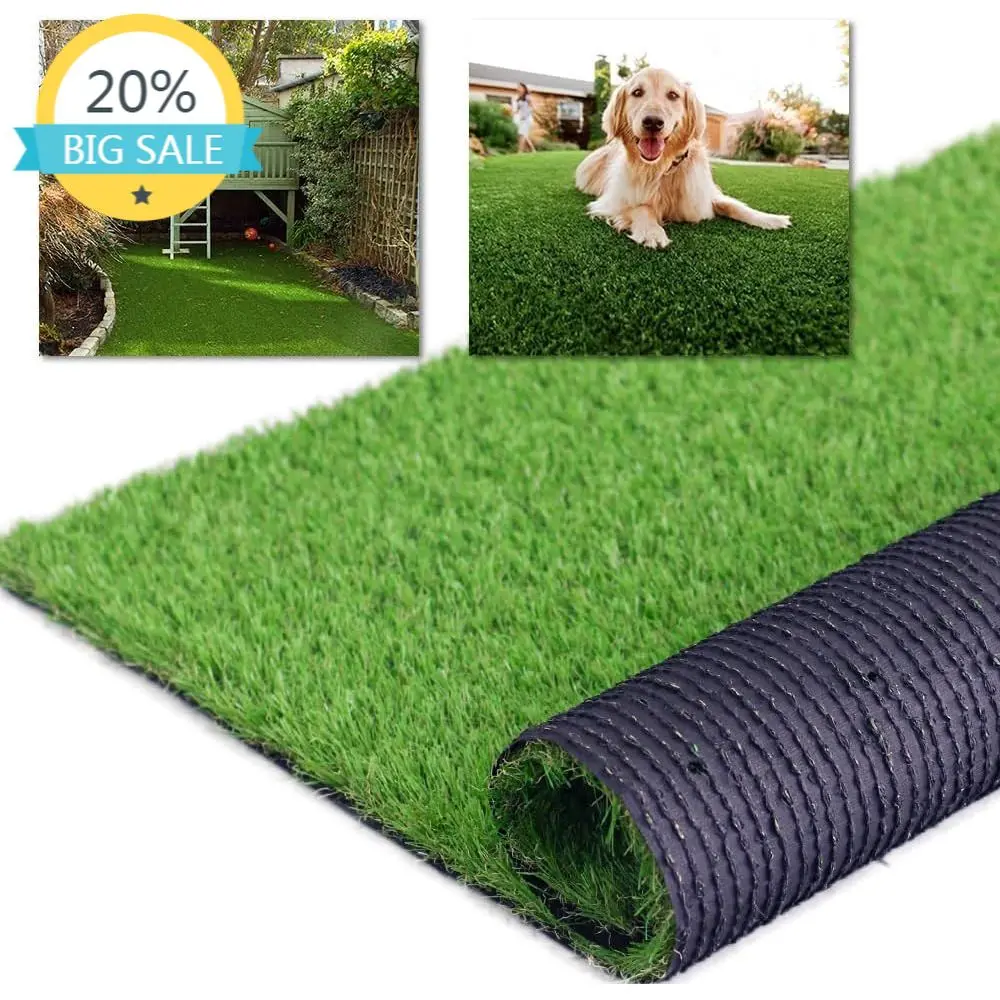 

1.38 Inch Artificial Grass Mat with Drainage for Pet Areas, Customizable Lawn Rugs