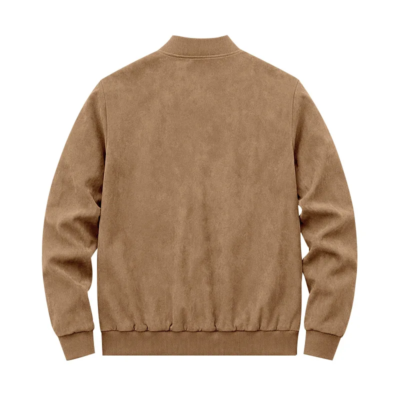 Herren Herbst- und Winter-Freizeitjacke in Übergröße aus Wildleder mit Reißverschluss und Stehkragen, Langarm – Detail 26