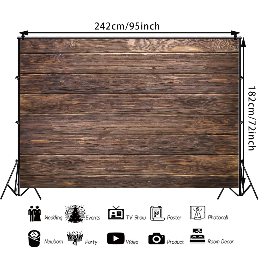 1pc Thin Vinyl Brown Wood Backdrop Photographers Retro Wood Wall Background Cloth Seamless vlog Background decoration