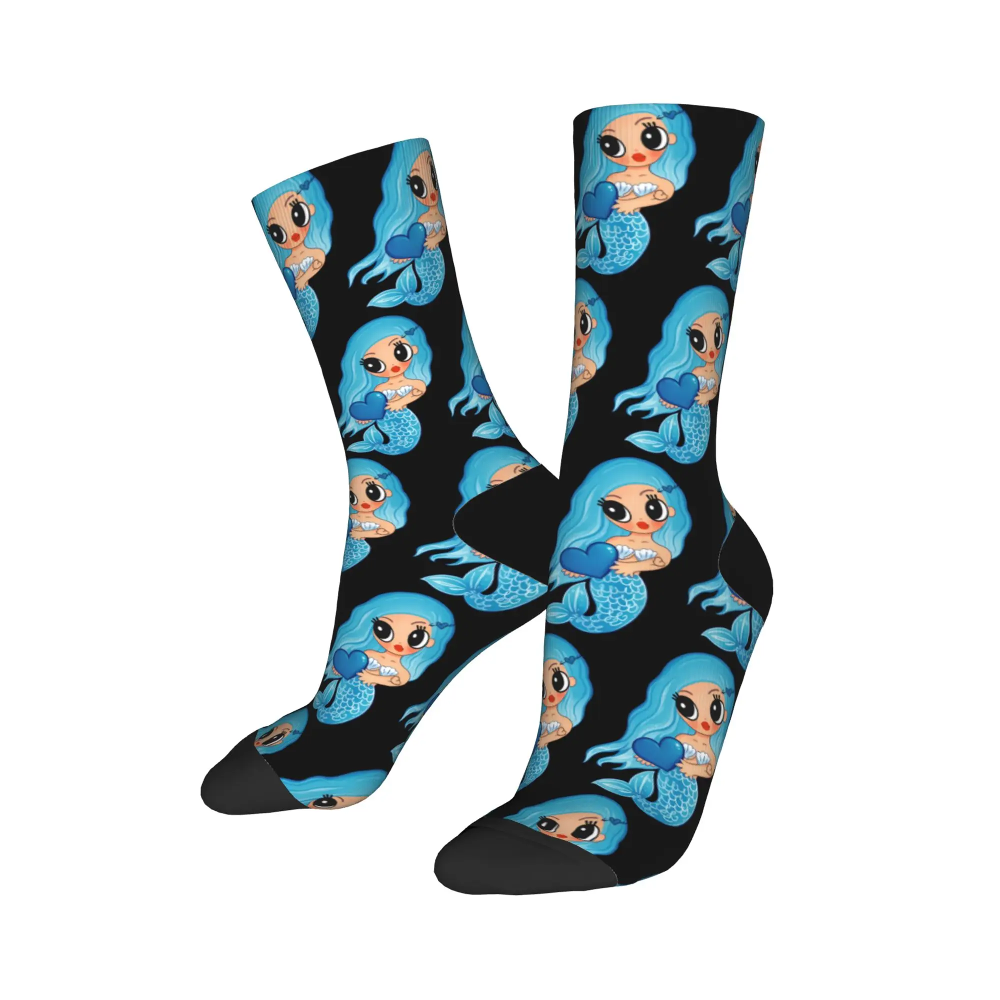 New Men's Socks Harajuku Blue Mermaid Karols G Sock Polyester  Sport Women Socks Spring Summer Autumn Winter