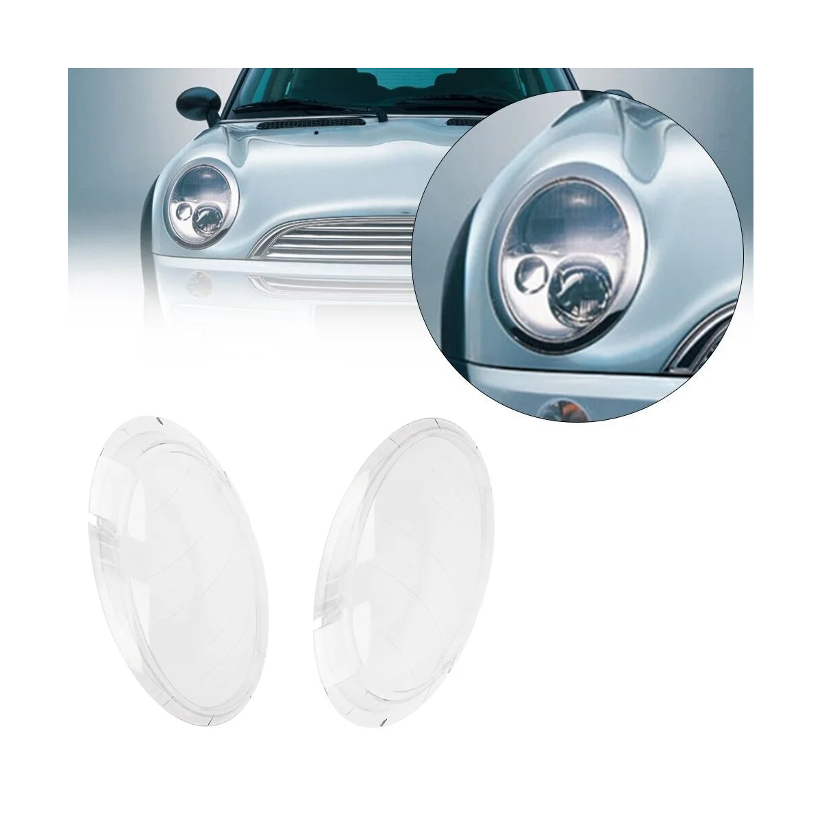 

Front Headlight Lens Cover Clear Lens Lampshade Head Light Shell for MINI R50 R52 R53 2001-2006 63126911701 63126911702