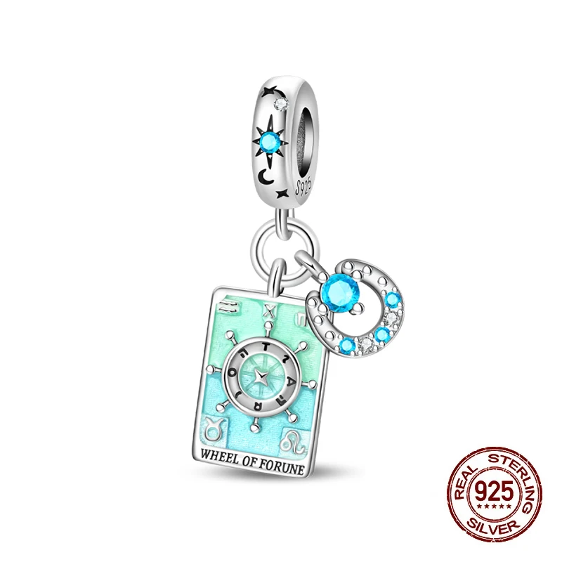 Magic Charms 925 Sterling Silver Fate Turntable Tarot Card Pendants Charms Fit Original Bracelets Beads DIY Jewerlry Accessories