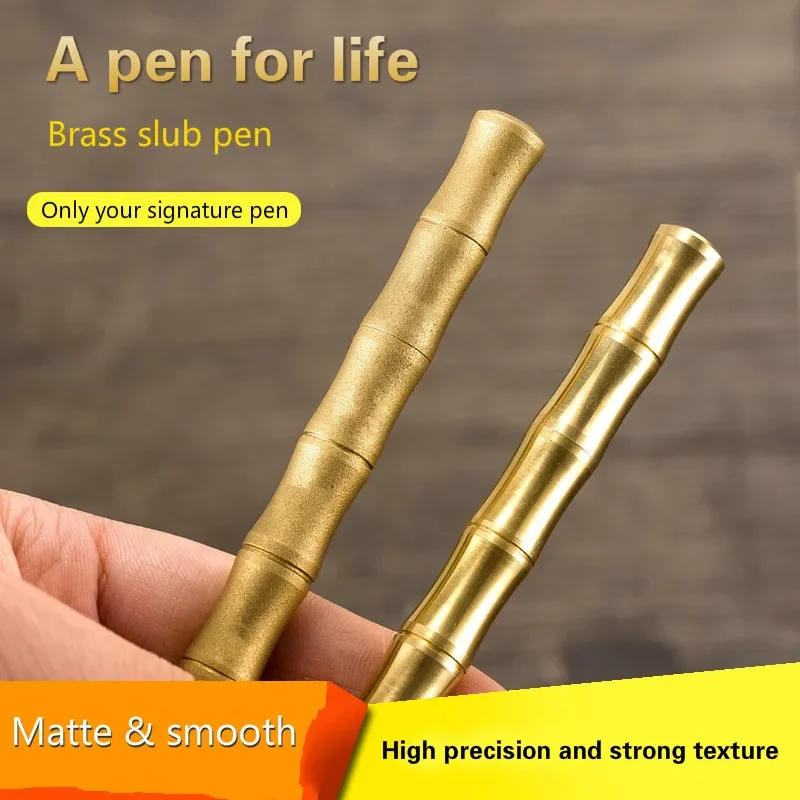

New High Quality Luxury Bamboo Type Metal Brass Pen Neutral Signature For Office Business Advertising Gift Writing Stationery