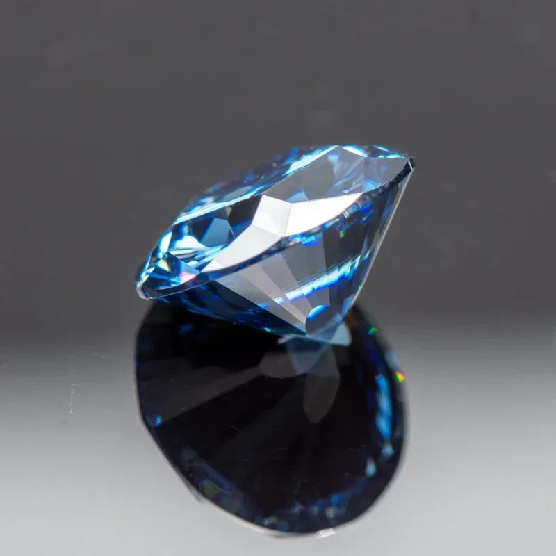Moissanite Gemstone Primary Color Royal Blue Round Shape Special Sakura Cut Lab Grown Diamond Charms Jewelry with GRA Report