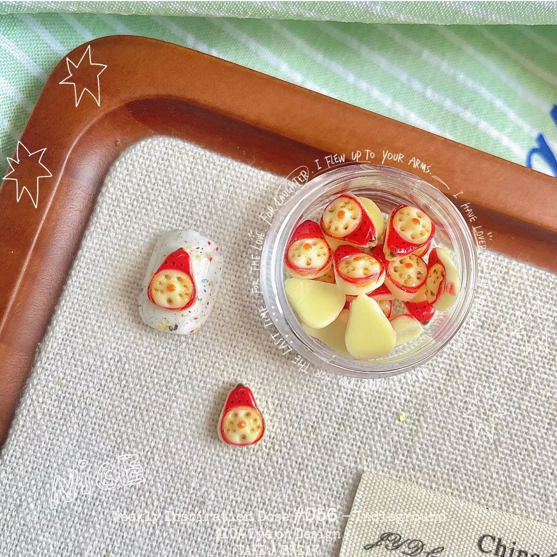 1PC Cutlery  Fruit Pear Strawberry Cookies Nail Art Nail Decoratrion DIY Nails Accessories