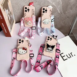 For Samsung Galaxy S7 S8 S9 S10 S20 S21 S22 S23 S24 S25 Plus Ultra FE Painting Kitty Case With Holder Rope
