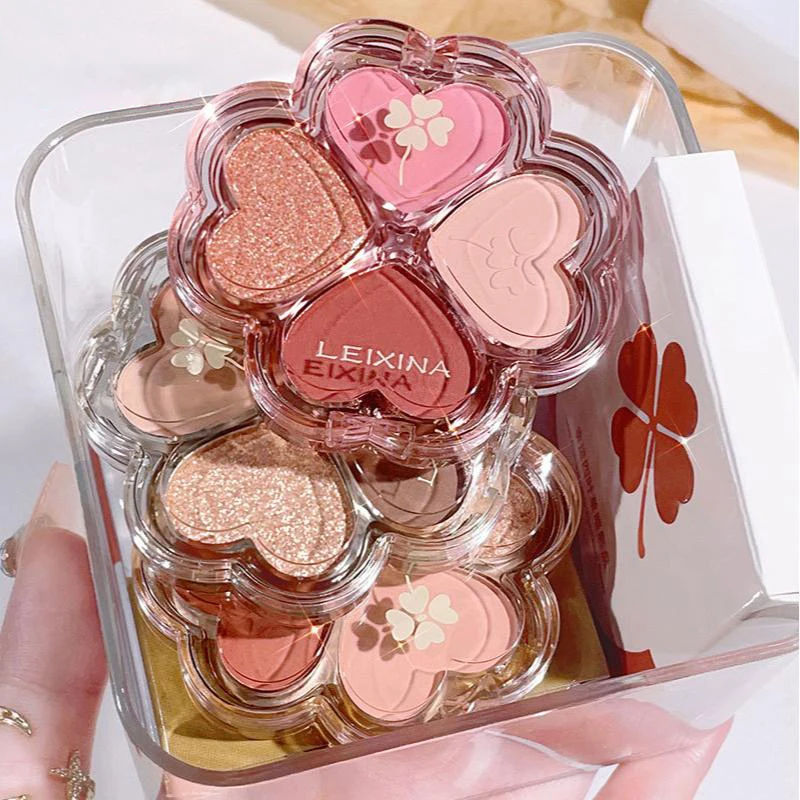 4Color Earth Color Eyeshadow Plate No Makeup Natural Pearlescent Matte Fine Shimmer Pure Makeup Lucky Four-leaf Clover Eyeshadow