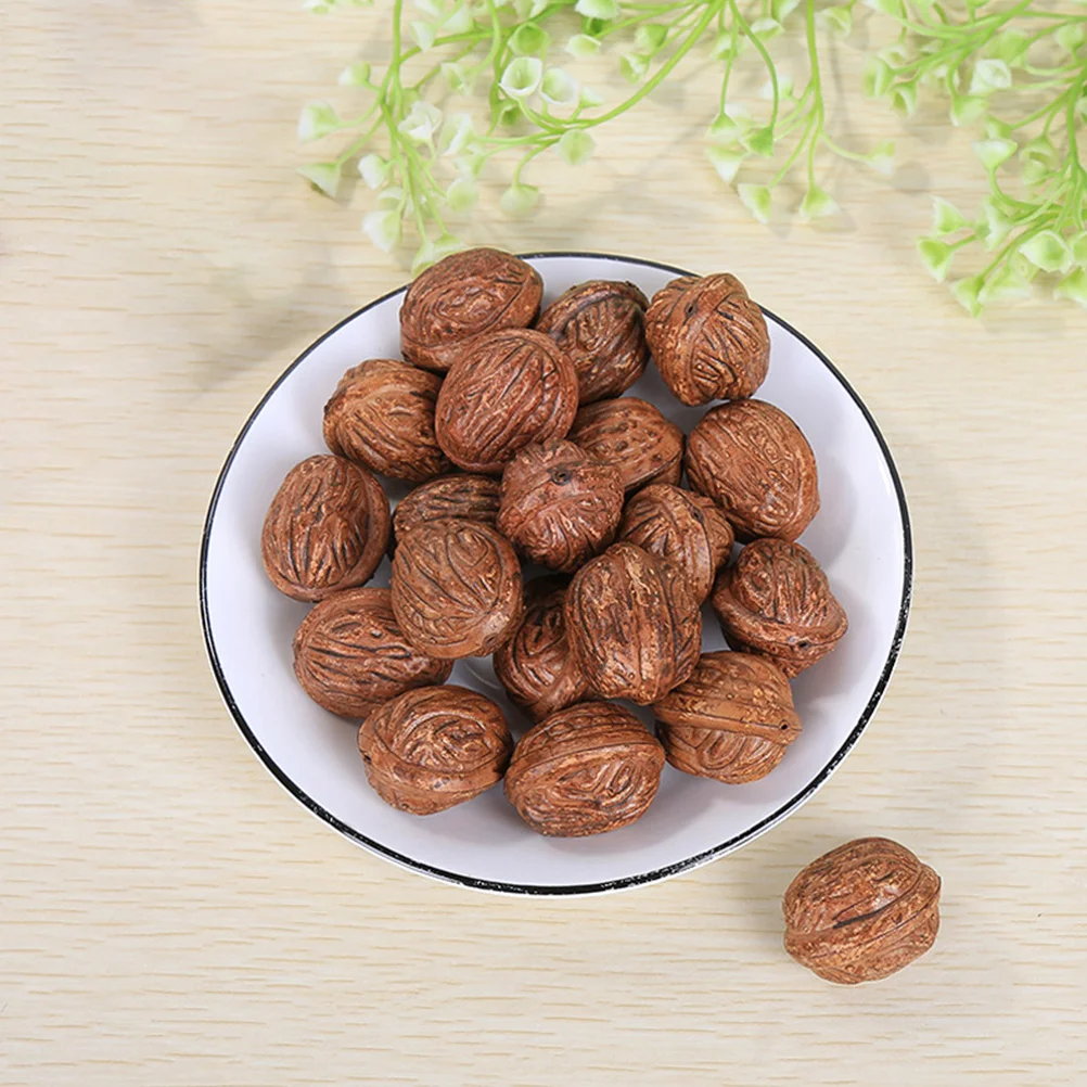 50 Pcs Artificial Walnut Fake Nuts Dried Fruit Faux Craft Home Decorations Plastic for Crafts Shelled