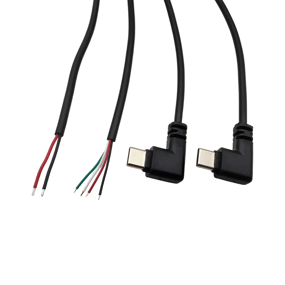 1Pcs USB C to 2 Pin Bare Wire Open End Power Cord 90 Degree USB Type C Male Plug 4 Pin Pigtail Cable for 5V USB Type C DIY Cable