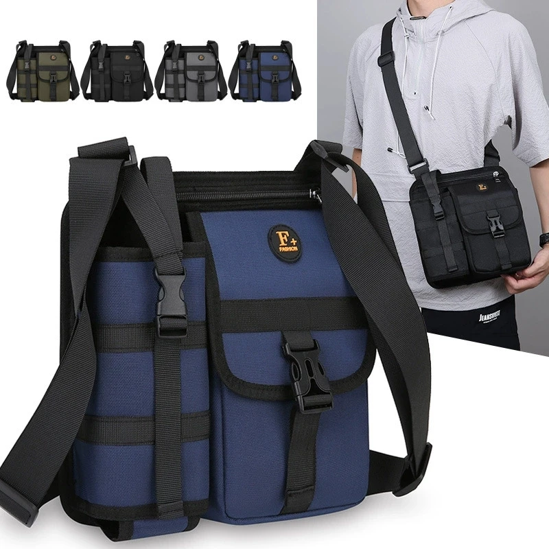 Men's single-shoulder crossbody bag, outdoor casual travel bottle bag, durable waterproof rain umbrella trendy crossbody bag