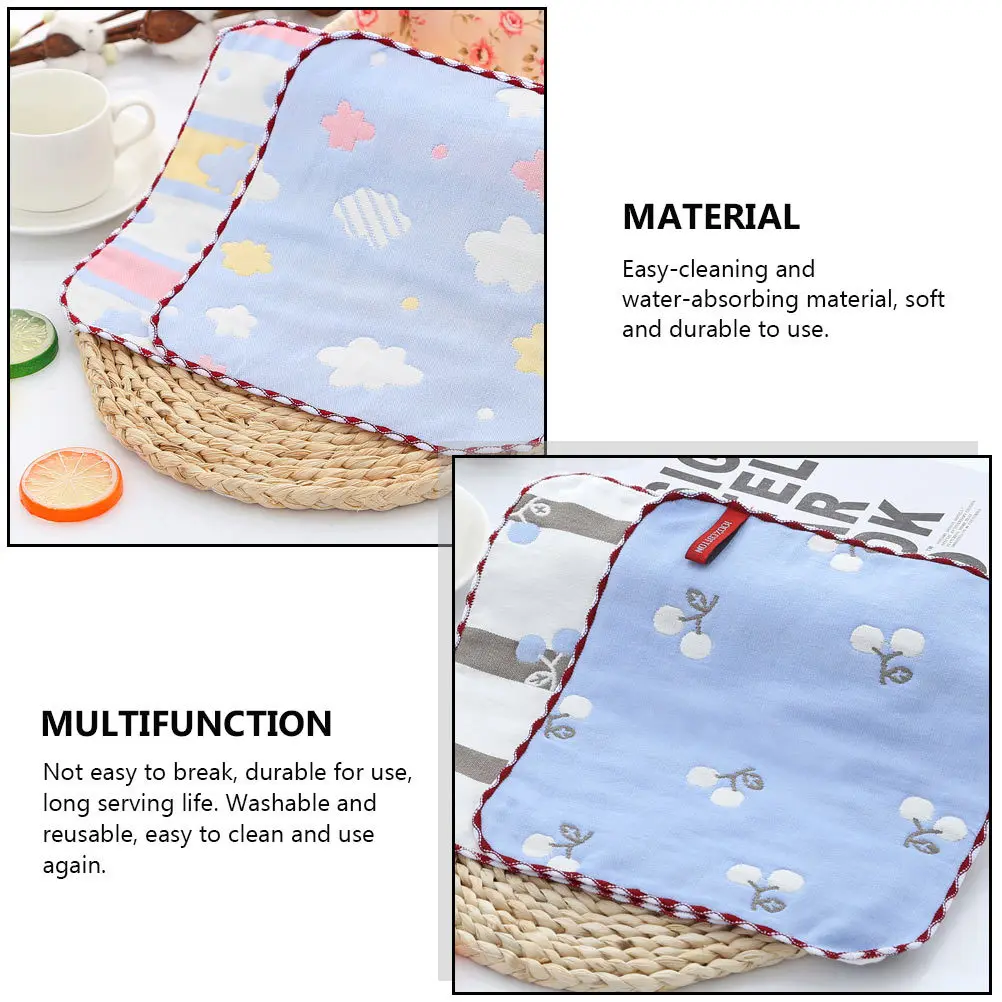 

5Pcs Pure Cotton Six-Layer Small Square Towels Kindergarten Hand Towels Random Color Soft Water Absorption Reusable Child Face