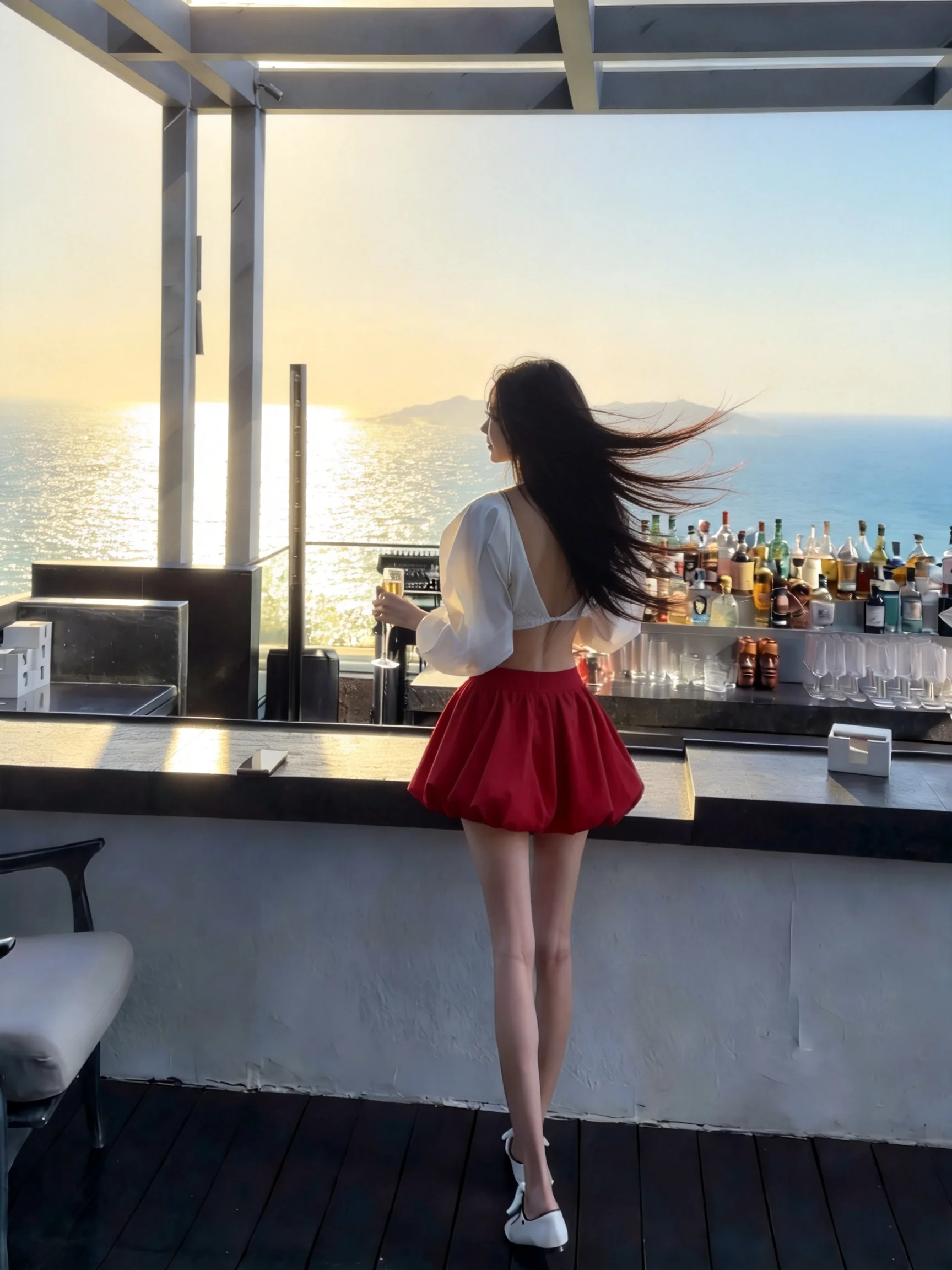 Red Tennis Bloom Short Skirt Women's Spring Summer High Waist A-Line Anti-Light Half-length Skirt Korean Style Commute
