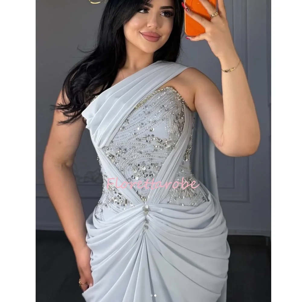 Customized Luxury Evening Dress Exquisite High Quality Pattern Beads  Pleat Strapless Long Prom Dresses Bespoke Occasion