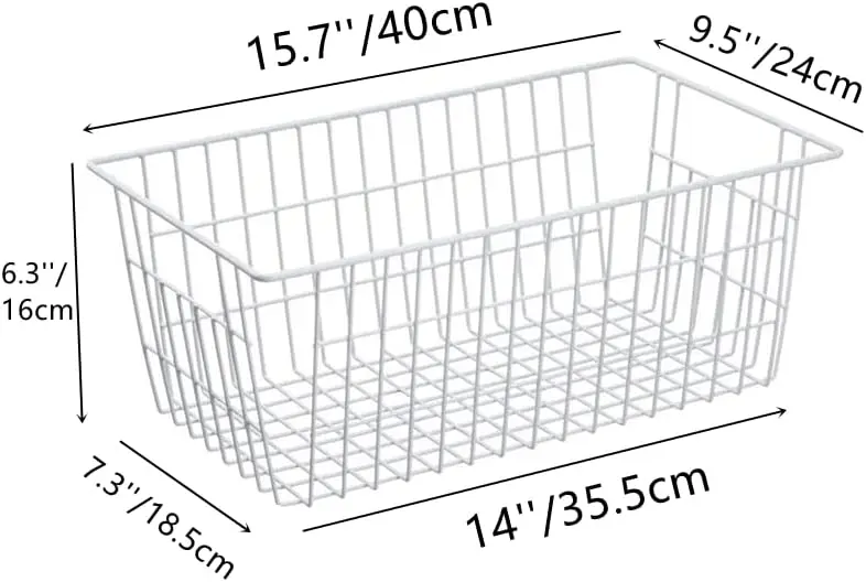 Freezer Baskets Organizer Storage Bins Organizer Baskets for Office,Pantry Organization Storage Bins Rack with Handles 6 Pack