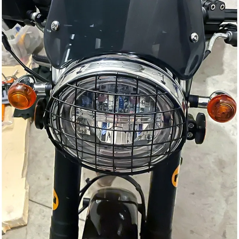 7'' Retro Motorcycle Mesh Mask Vintage Grill Side Mount Universal Motorcycle Headlight Lamp Cover Protector Accessories