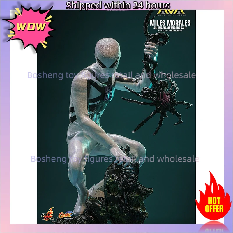 Original Hot Toys HT CMS027 Aliens Vs Avengers Miles Morales Aliens Vs Avengers Suit 1/6th WF 2025 In Stock Anime Action Toys