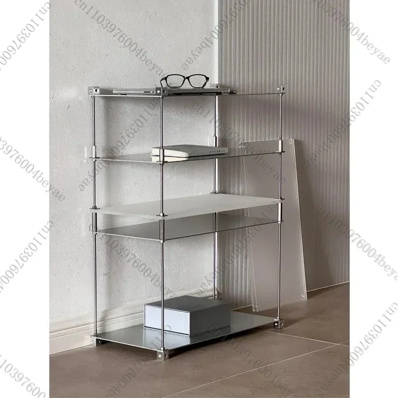 Stainless steel floor display rack storage rack bookshelf acrylic shelf living room bedroom storage rack ornament DIY