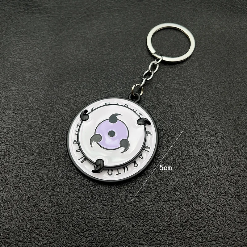 Naruto anime cute keychain peripheral three magma marleidoscope Sharingan logo rotatable keychain pendant keyring cartoon