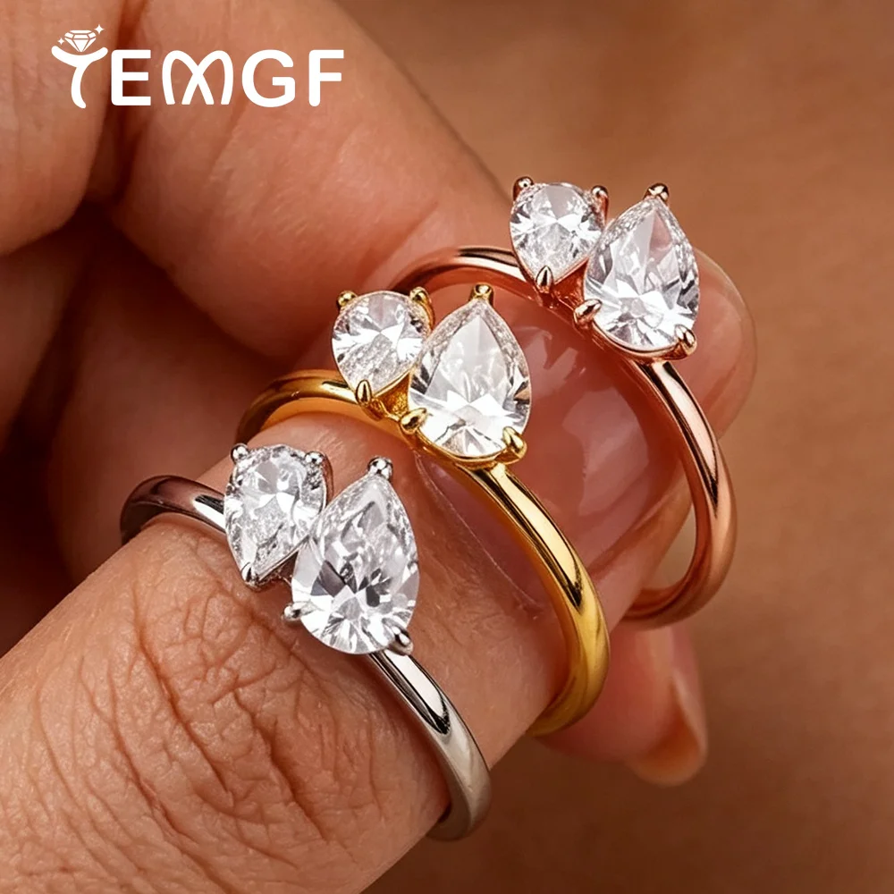 1.5cttw Double Stone Pear Cut Moissanite Diamond Bridal Ring for Women 925 Sterling Silver Anniversary Wedding Band Jewelry GRA