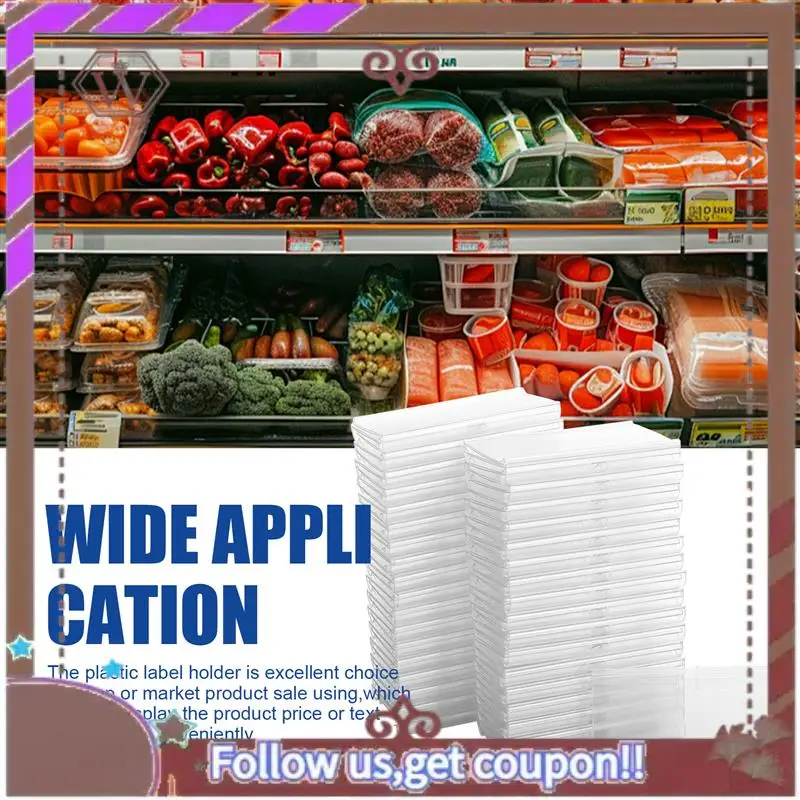 ABBG-70PC 8X4.2Cm أصحاب التسمية البلاستيكية الشفافة لرف الأسلاك سعر التجزئة تسمية سلة تسميات كليب على تسميات لصناديق التخزين