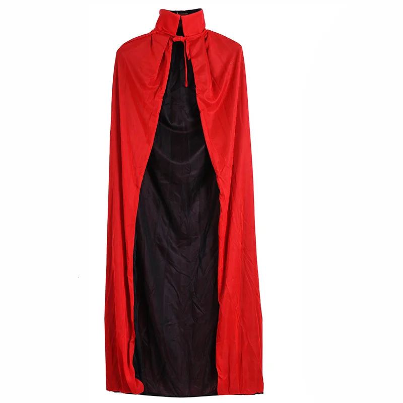 Adult Children Witch Red Black Halloween Cloaks Hood And Capes Vampi Magician Illusionist Warlock Conjurer Cosplay Costumes