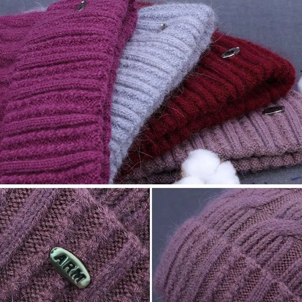 Fashion Beanie Cap Winter Hat Women Thickened Middle-aged Elderly Knit Cold Mother Old Lady Winter Outdoor Cap