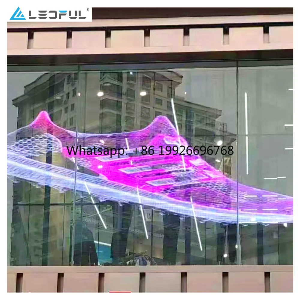 HD Transparent Mesh Module Display 3D LED Transparent Glass Advertising Screen