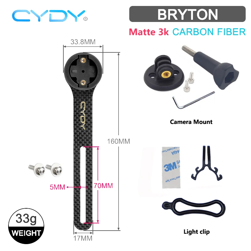 CYDY Carbon 3K Garmin Halterung Edge 130 200 Rennrad-Computerhalterung Wahoo Bryton Rider 420 Fahrrad-Lichtclip Kamera-Halterung
