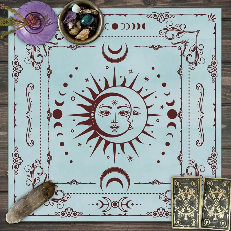 VIKAMA Moon Phase & Sun Tarot Altar Cloth Astrology Divination Tablecloth Mystic Reading Mat Spiritual Witchcraft Decor