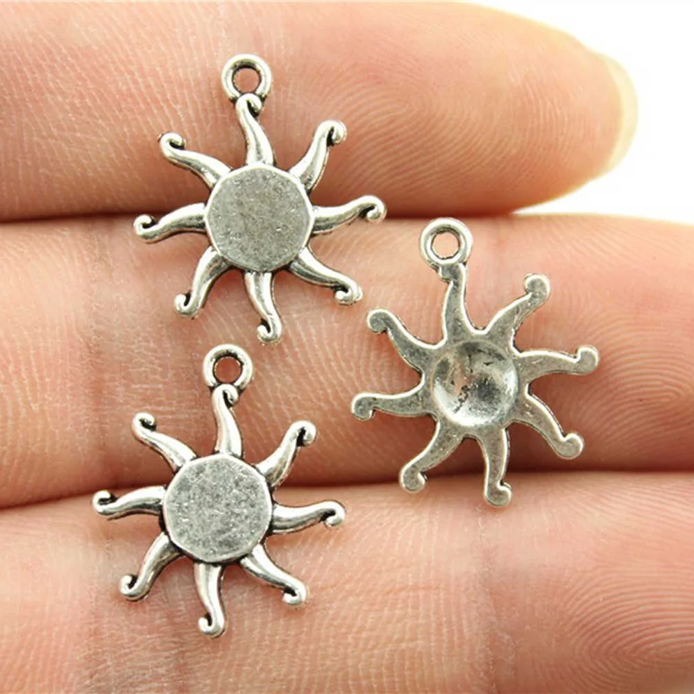 WYSIWYG 20pcs 17x19mm 2 Colors Sun Charms Pendant For DIY Jewelry Making Handmade Jewelry Craft Findings