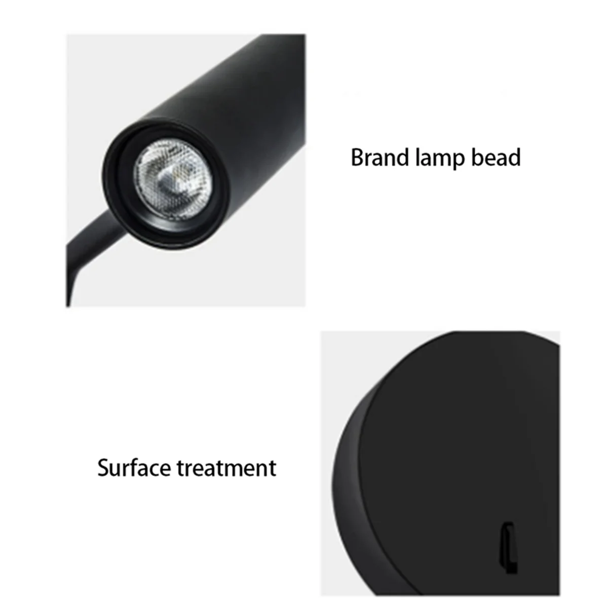 Hotel Room Reading Lamp with Switch Bedroom Exposed Bedside Lamp Reading Wall Lamp Spotlight (Black)