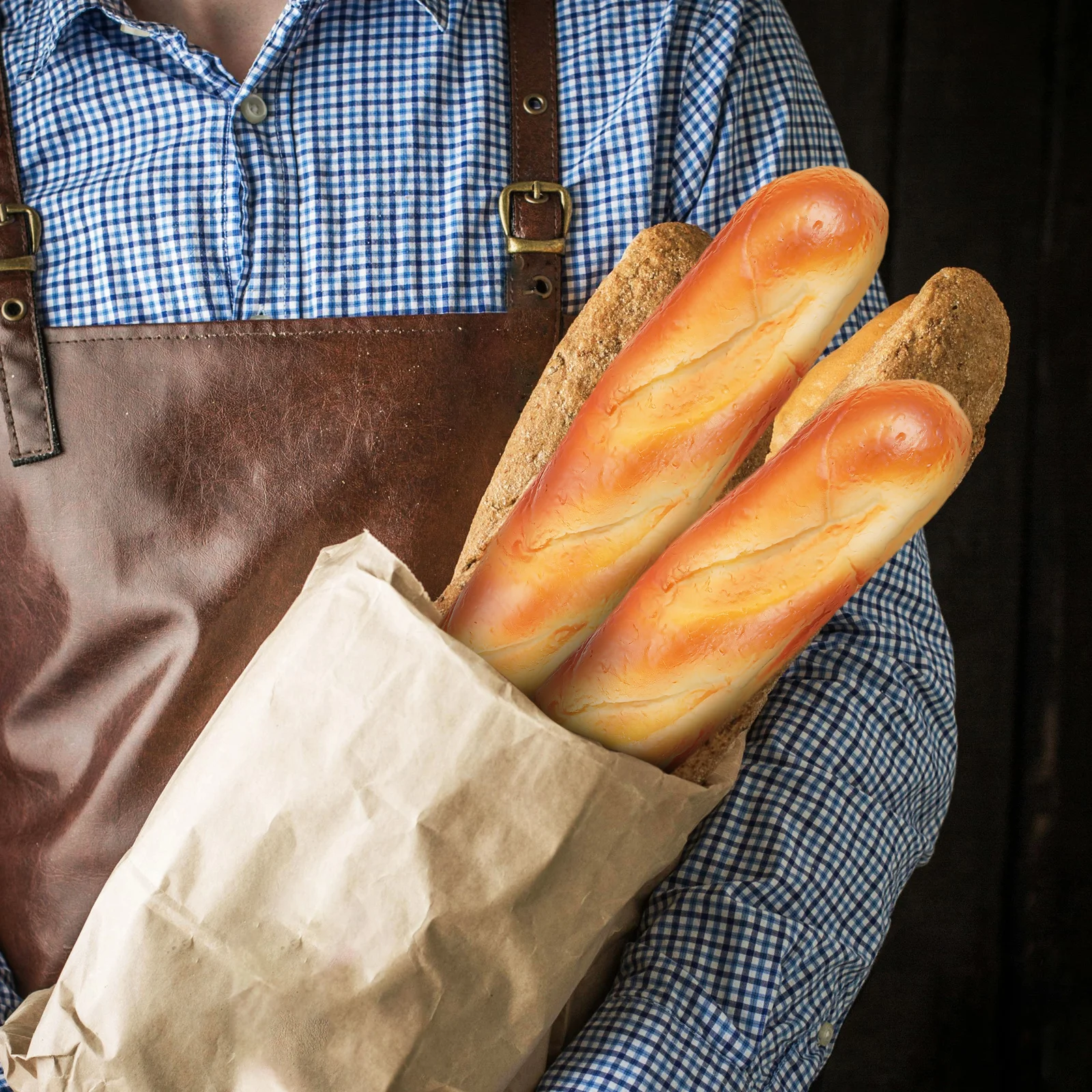 

2Pcs Faux Bread PU Lifelike Artificial French Long Bread Realistic Food Props Kitchen Decoration Photography Display