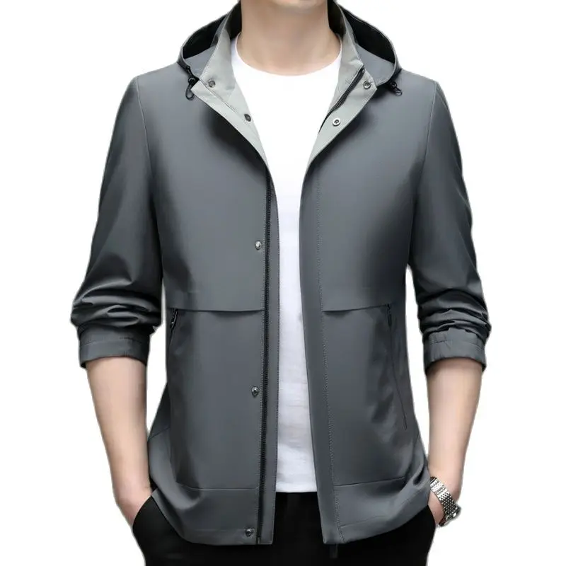 

BATMO 2023 new arrival spring high quality trench coat men,male hooded thin casual jackets, 23666