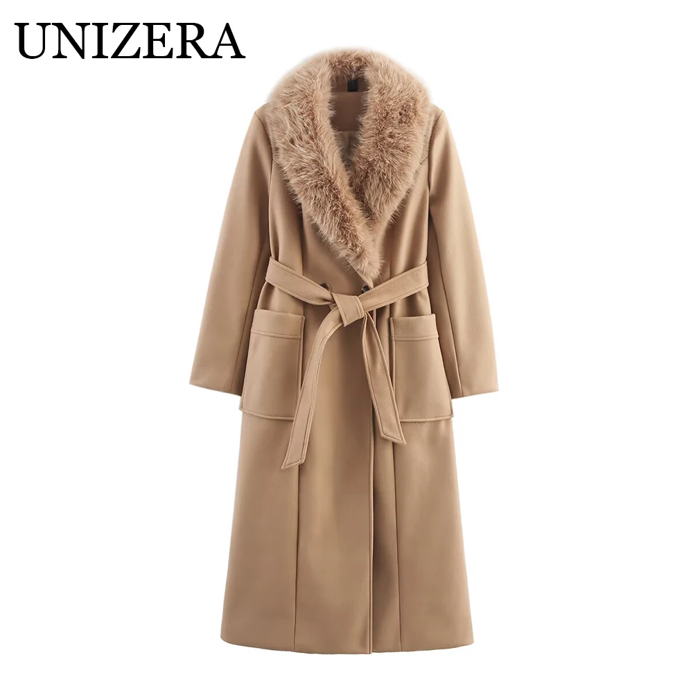 

Autumn new women's clothing European and American style French design big fur collar long woolen coat jacket