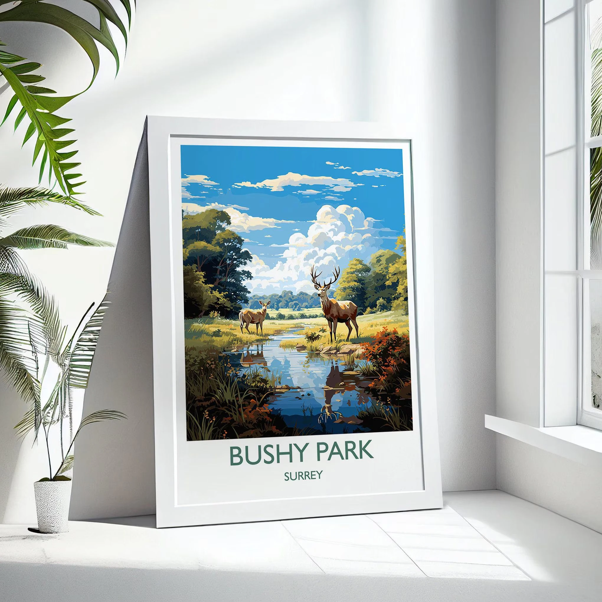 

Bush Park Travel Prints, Bush Park Travel Posters, Surrey, London, UK, Gifts for London Art Lovers, Wall Art Prints, Home Decor
