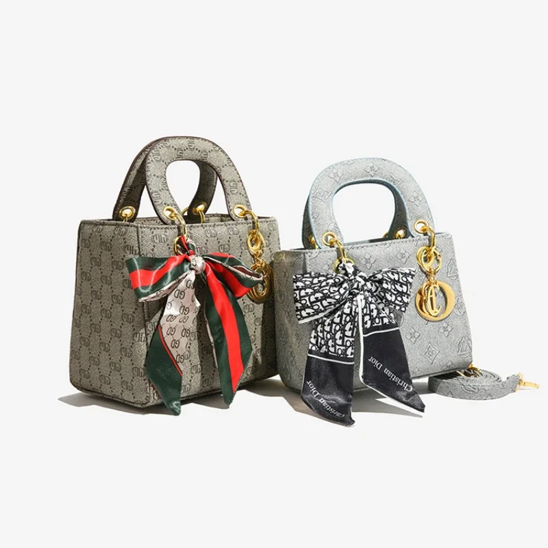 

Элегантная женская сумка с верхней ручкой, сумка через плечо с цветочным принтом в стиле ретро и шелковым шарфом, универсальная сумка на плечо для дня и вечера