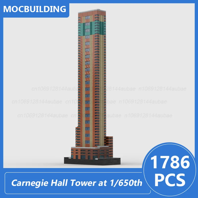 Carnegie Hall Tower op 1/650e Schaal Model Moc Bouwstenen Diy Monteren Bakstenen Architectuur Display Kerst Speelgoed Geschenken 1262PCS