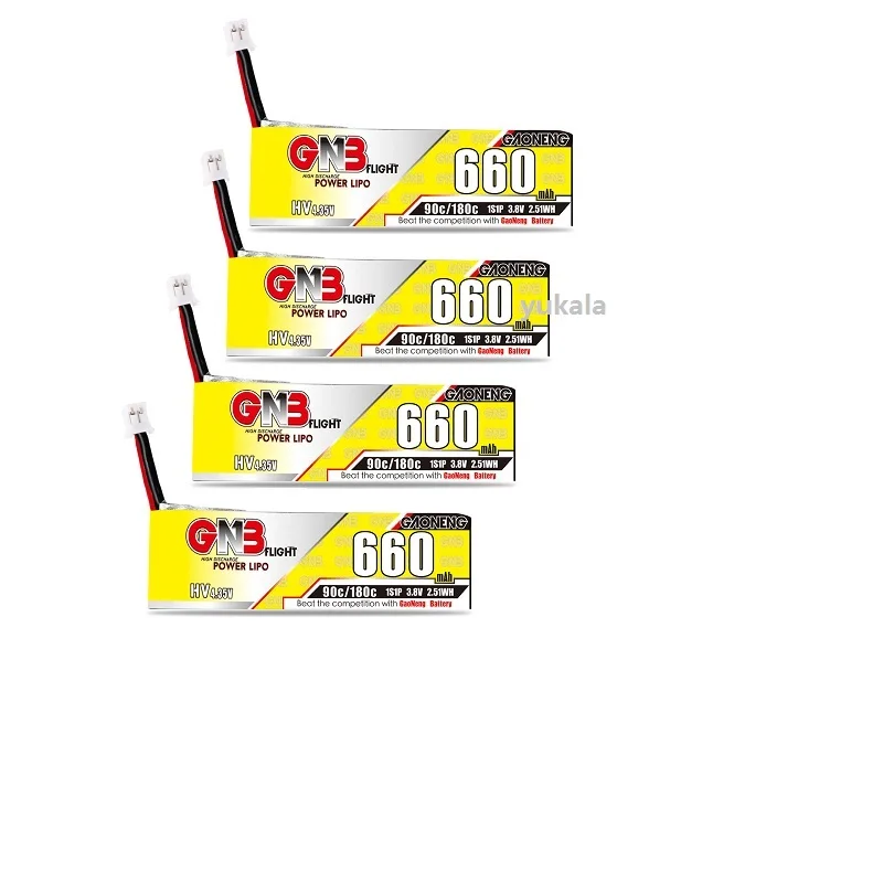 GNB 1S 3.8V 3.8V 660mAh 90C/180C HV 4.35V Light Weight Lipo Battery PH2.0 Plug For Emax Tinyhawk Kingkong LDARC TINY7 R/C Drone