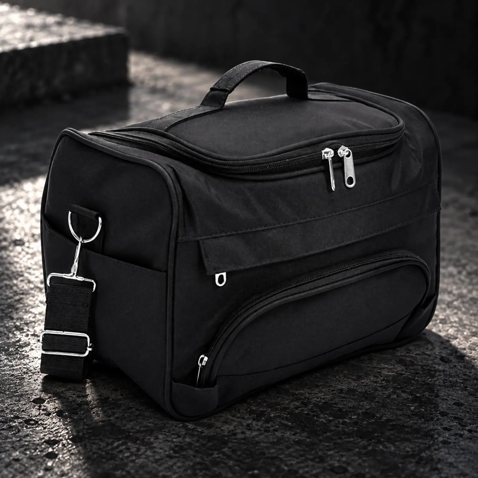Portable Makeup Storage Bag with Elastic Holders for Brushes and Manicure Tools